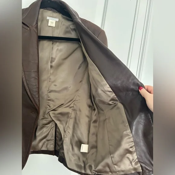 Vintage J.Crew Leather Brown Blazer - Picture 8 of 9